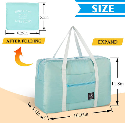 Foldable Travel Duffel Bag Tote Carry on Luggage Bag Spirit Airlines Personal item Sports Gym Bag Water Resistant Weekender Overnight Bags for Women and Men (Blue)