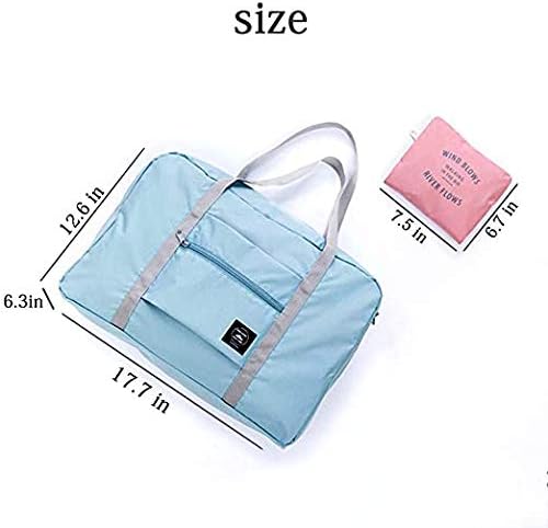 Foldable Travel Duffel Bag Tote Carry on Luggage Bag Spirit Airlines Personal item Sports Gym Bag Water Resistant Weekender Overnight Bags for Women and Men (Blue)