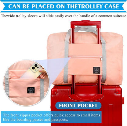 Foldable Travel Duffel Bag Tote Carry on Luggage Bag Spirit Airlines Personal item Sports Gym Bag Water Resistant Weekender Overnight Bags for Women and Men (Blue)