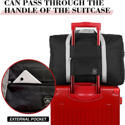 Foldable Travel Duffel Bag Tote Carry on Luggage Bag Spirit Airlines Personal item Sports Gym Bag Water Resistant Weekender Overnight Bags for Women and Men (Blue)