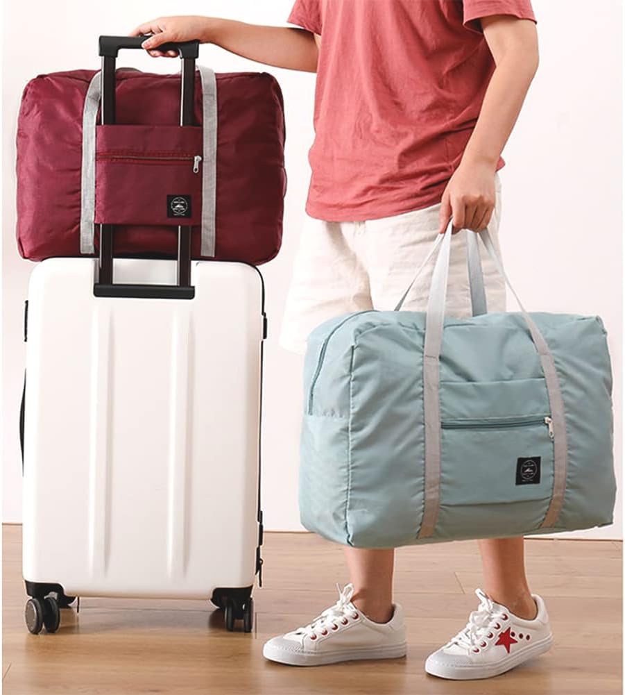 Foldable Travel Duffel Bag Tote Carry on Luggage Bag Spirit Airlines Personal item Sports Gym Bag Water Resistant Weekender Overnight Bags for Women and Men (Blue)
