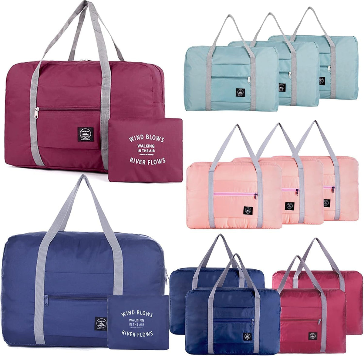 Foldable Travel Duffel Bag Tote Carry on Luggage Bag Spirit Airlines Personal item Sports Gym Bag Water Resistant Weekender Overnight Bags for Women and Men (Blue)