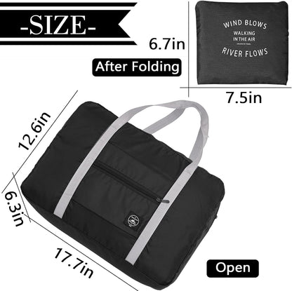Foldable Travel Duffel Bag Tote Carry on Luggage Bag Spirit Airlines Personal item Sports Gym Bag Water Resistant Weekender Overnight Bags for Women and Men (Blue)