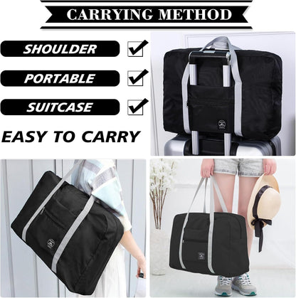 Foldable Travel Duffel Bag Tote Carry on Luggage Bag Spirit Airlines Personal item Sports Gym Bag Water Resistant Weekender Overnight Bags for Women and Men (Blue)