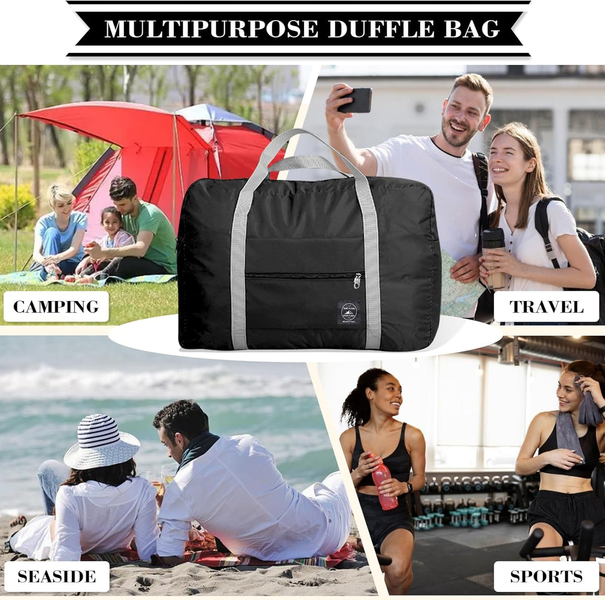 Foldable Travel Duffel Bag Tote Carry on Luggage Bag Spirit Airlines Personal item Sports Gym Bag Water Resistant Weekender Overnight Bags for Women and Men (Blue)