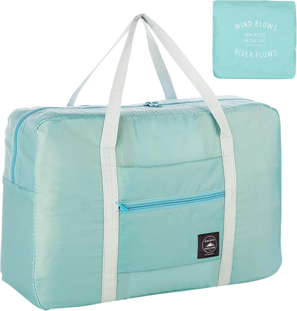 Foldable Travel Duffel Bag Tote Carry on Luggage Bag Spirit Airlines Personal item Sports Gym Bag Water Resistant Weekender Overnight Bags for Women and Men (Blue)