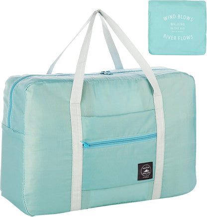 Foldable Travel Duffel Bag Tote Carry on Luggage Bag Spirit Airlines Personal item Sports Gym Bag Water Resistant Weekender Overnight Bags for Women and Men (Blue)