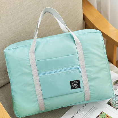 Foldable Travel Duffel Bag Tote Carry on Luggage Bag Spirit Airlines Personal item Sports Gym Bag Water Resistant Weekender Overnight Bags for Women and Men (Blue)