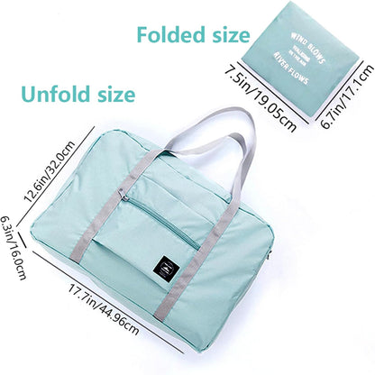 Foldable Travel Duffel Bag Tote Carry on Luggage Bag Spirit Airlines Personal item Sports Gym Bag Water Resistant Weekender Overnight Bags for Women and Men (Blue)