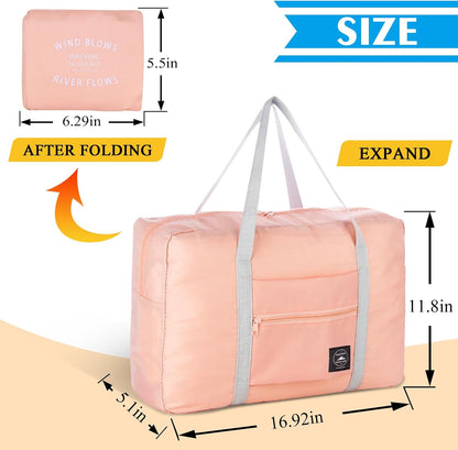 Foldable Travel Duffel Bag Tote Carry on Luggage Bag Spirit Airlines Personal item Sports Gym Bag Water Resistant Weekender Overnight Bags for Women and Men (Blue)