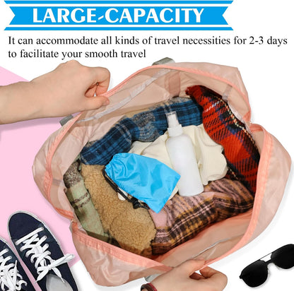 Foldable Travel Duffel Bag Tote Carry on Luggage Bag Spirit Airlines Personal item Sports Gym Bag Water Resistant Weekender Overnight Bags for Women and Men (Blue)