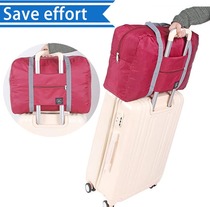 Foldable Travel Duffel Bag Tote Carry on Luggage Bag Spirit Airlines Personal item Sports Gym Bag Water Resistant Weekender Overnight Bags for Women and Men (Blue)