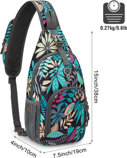 RFID Sling Bag Crossbody Backpack Small Chest Shoulder Bag Hiking Outdoor | Water-Resistant polyester Material, Size: 7.5 x 4 x 15 Inches, Travel, Sports, Reversible and Breathable Shoulder Strap