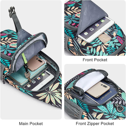 RFID Sling Bag Crossbody Backpack Small Chest Shoulder Bag Hiking Outdoor | Water-Resistant polyester Material, Size: 7.5 x 4 x 15 Inches, Travel, Sports, Reversible and Breathable Shoulder Strap