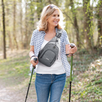 RFID Sling Bag Crossbody Backpack Small Chest Shoulder Bag Hiking Outdoor | Water-Resistant polyester Material, Size: 7.5 x 4 x 15 Inches, Travel, Sports, Reversible and Breathable Shoulder Strap