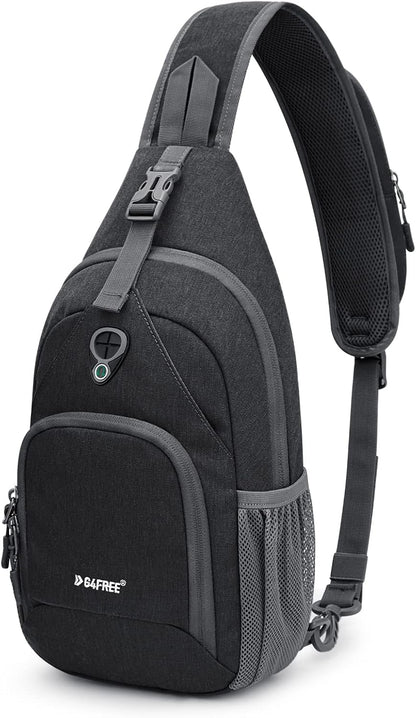 RFID Sling Bag Crossbody Backpack Small Chest Shoulder Bag Hiking Outdoor | Water-Resistant polyester Material, Size: 7.5 x 4 x 15 Inches, Travel, Sports, Reversible and Breathable Shoulder Strap