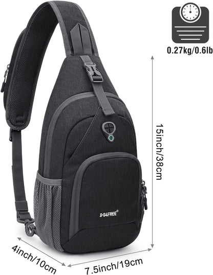 RFID Sling Bag Crossbody Backpack Small Chest Shoulder Bag Hiking Outdoor | Water-Resistant polyester Material, Size: 7.5 x 4 x 15 Inches, Travel, Sports, Reversible and Breathable Shoulder Strap
