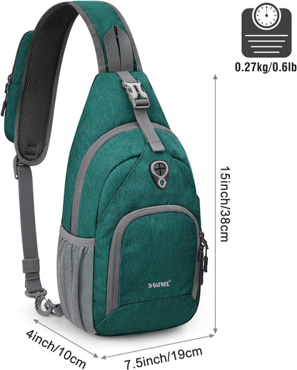 RFID Sling Bag Crossbody Backpack Small Chest Shoulder Bag Hiking Outdoor | Water-Resistant polyester Material, Size: 7.5 x 4 x 15 Inches, Travel, Sports, Reversible and Breathable Shoulder Strap