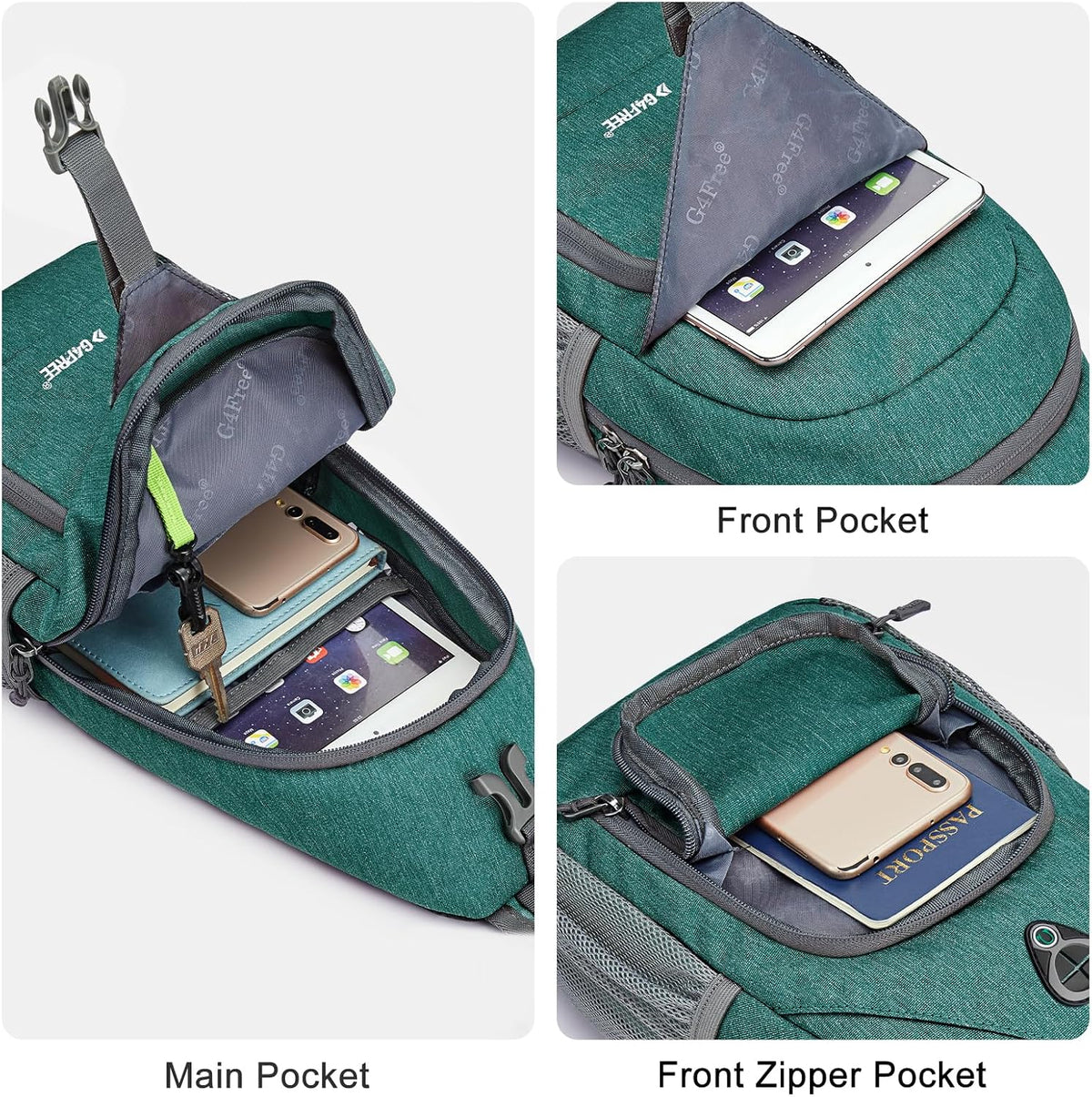 RFID Sling Bag Crossbody Backpack Small Chest Shoulder Bag Hiking Outdoor | Water-Resistant polyester Material, Size: 7.5 x 4 x 15 Inches, Travel, Sports, Reversible and Breathable Shoulder Strap