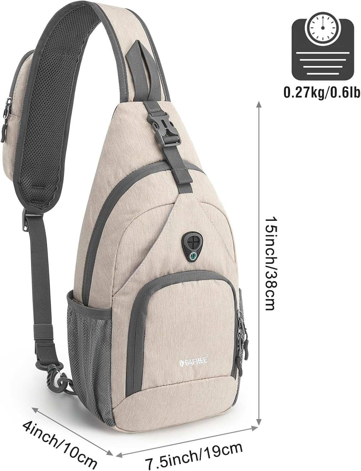 RFID Sling Bag Crossbody Backpack Small Chest Shoulder Bag Hiking Outdoor | Water-Resistant polyester Material, Size: 7.5 x 4 x 15 Inches, Travel, Sports, Reversible and Breathable Shoulder Strap