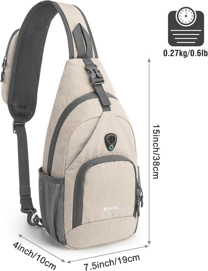 RFID Sling Bag Crossbody Backpack Small Chest Shoulder Bag Hiking Outdoor | Water-Resistant polyester Material, Size: 7.5 x 4 x 15 Inches, Travel, Sports, Reversible and Breathable Shoulder Strap