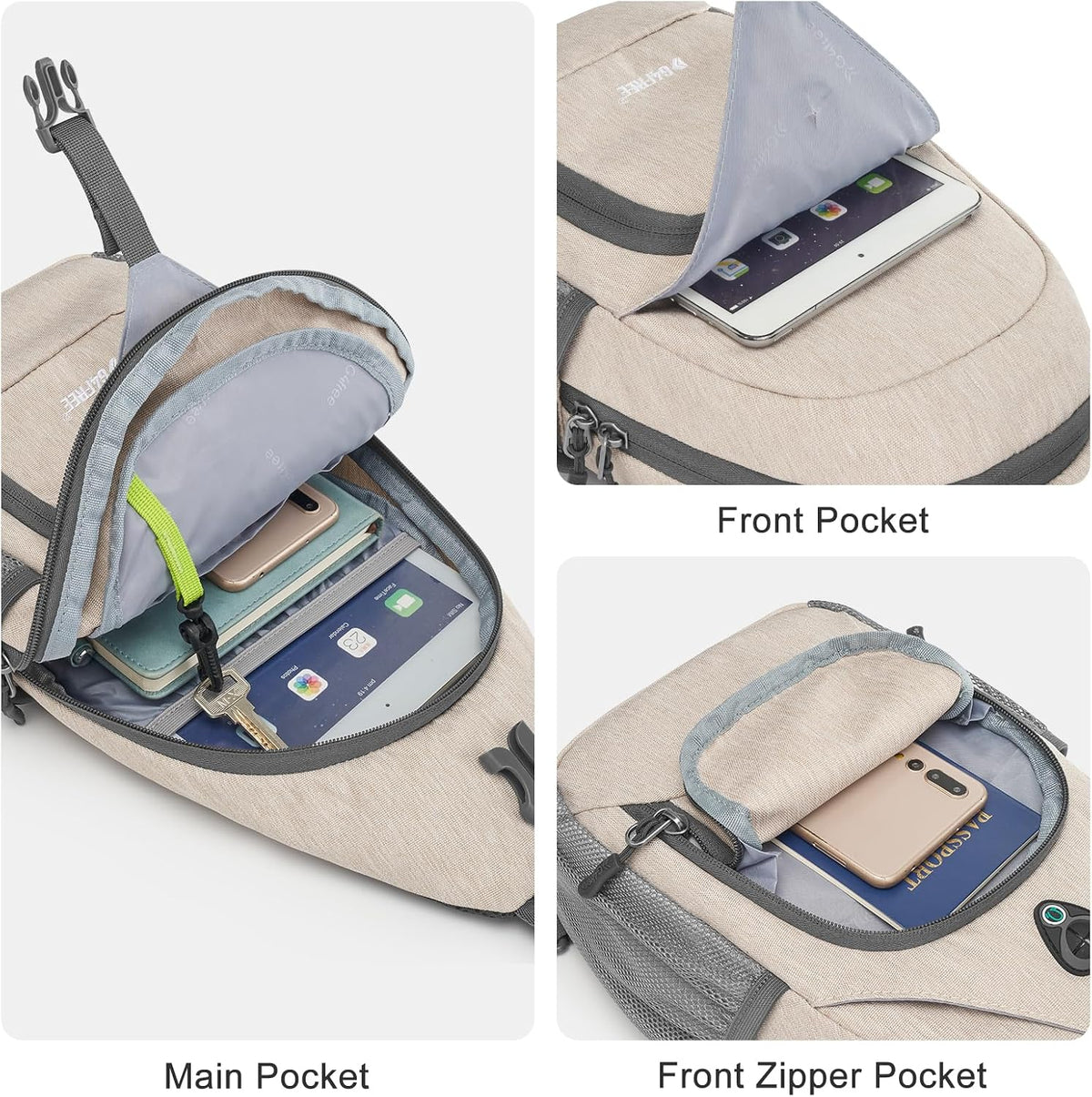 RFID Sling Bag Crossbody Backpack Small Chest Shoulder Bag Hiking Outdoor | Water-Resistant polyester Material, Size: 7.5 x 4 x 15 Inches, Travel, Sports, Reversible and Breathable Shoulder Strap