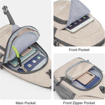 RFID Sling Bag Crossbody Backpack Small Chest Shoulder Bag Hiking Outdoor | Water-Resistant polyester Material, Size: 7.5 x 4 x 15 Inches, Travel, Sports, Reversible and Breathable Shoulder Strap