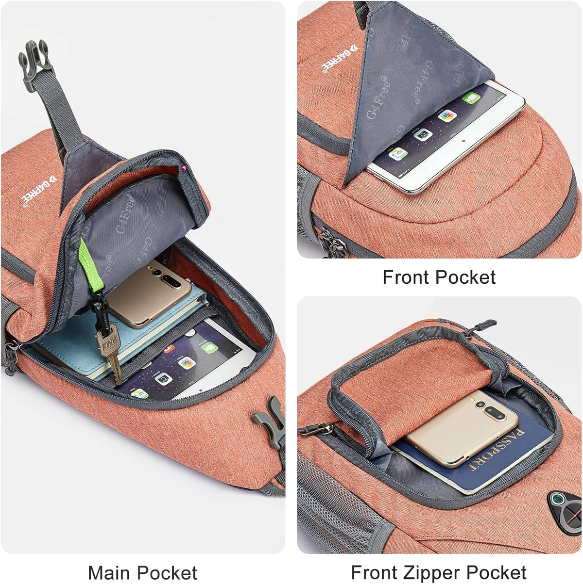 RFID Sling Bag Crossbody Backpack Small Chest Shoulder Bag Hiking Outdoor | Water-Resistant polyester Material, Size: 7.5 x 4 x 15 Inches, Travel, Sports, Reversible and Breathable Shoulder Strap
