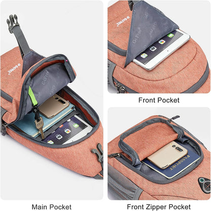 RFID Sling Bag Crossbody Backpack Small Chest Shoulder Bag Hiking Outdoor | Water-Resistant polyester Material, Size: 7.5 x 4 x 15 Inches, Travel, Sports, Reversible and Breathable Shoulder Strap