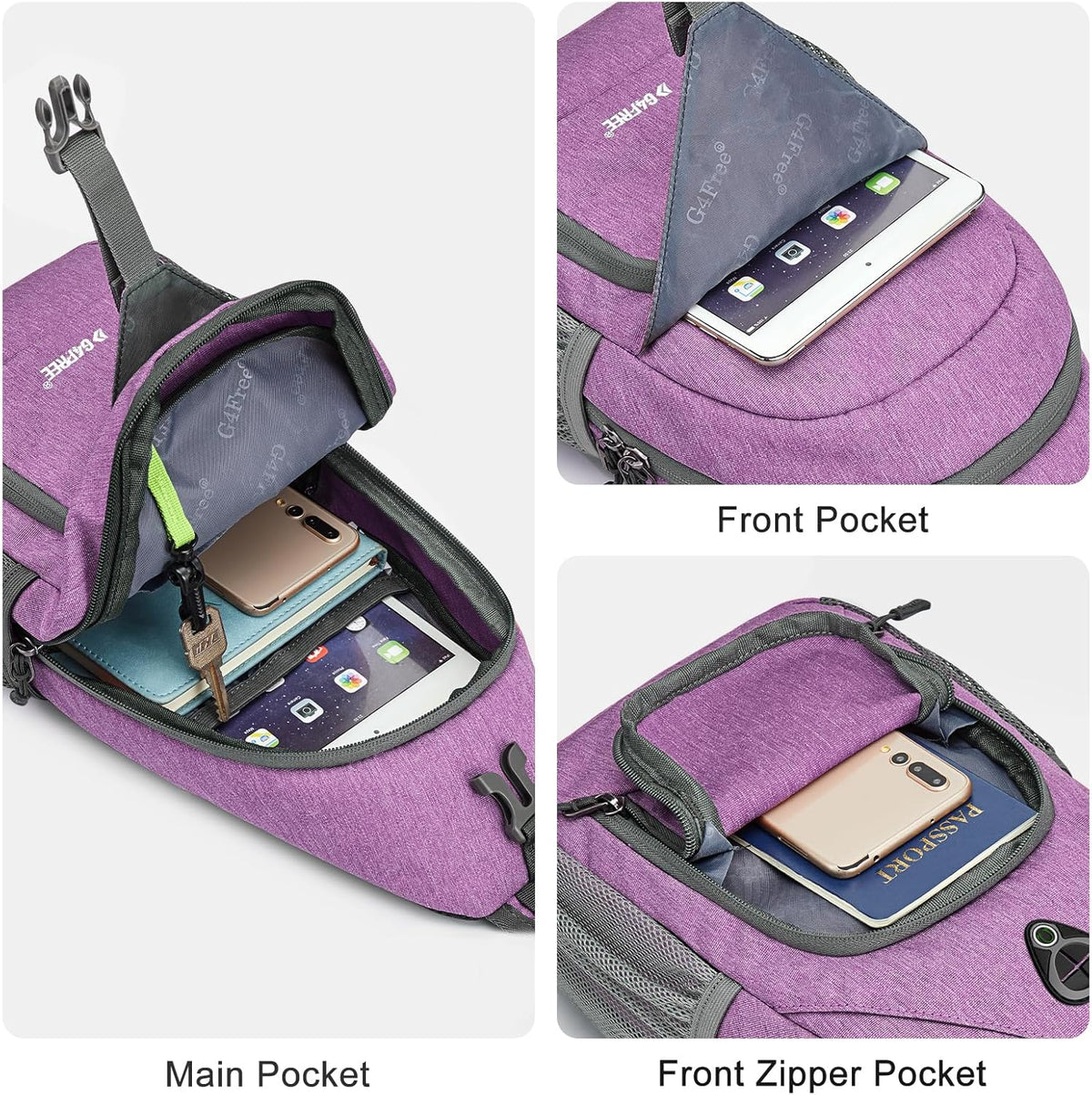RFID Sling Bag Crossbody Backpack Small Chest Shoulder Bag Hiking Outdoor | Water-Resistant polyester Material, Size: 7.5 x 4 x 15 Inches, Travel, Sports, Reversible and Breathable Shoulder Strap