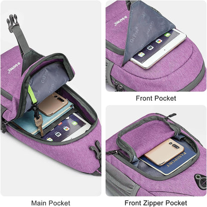 RFID Sling Bag Crossbody Backpack Small Chest Shoulder Bag Hiking Outdoor | Water-Resistant polyester Material, Size: 7.5 x 4 x 15 Inches, Travel, Sports, Reversible and Breathable Shoulder Strap