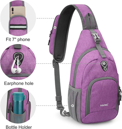 RFID Sling Bag Crossbody Backpack Small Chest Shoulder Bag Hiking Outdoor | Water-Resistant polyester Material, Size: 7.5 x 4 x 15 Inches, Travel, Sports, Reversible and Breathable Shoulder Strap