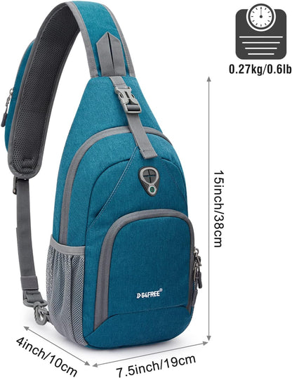 RFID Sling Bag Crossbody Backpack Small Chest Shoulder Bag Hiking Outdoor | Water-Resistant polyester Material, Size: 7.5 x 4 x 15 Inches, Travel, Sports, Reversible and Breathable Shoulder Strap