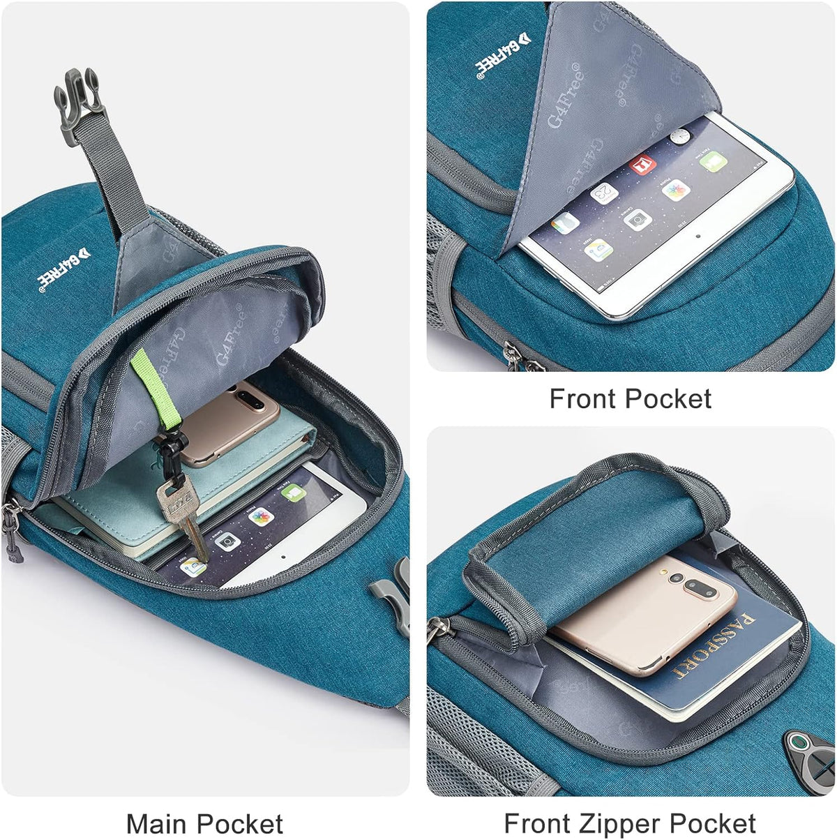 RFID Sling Bag Crossbody Backpack Small Chest Shoulder Bag Hiking Outdoor | Water-Resistant polyester Material, Size: 7.5 x 4 x 15 Inches, Travel, Sports, Reversible and Breathable Shoulder Strap