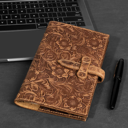 Genuine Leather Passport Holder Travel Bifold Wallet For Men And Women Slim RFID Blocking Brown