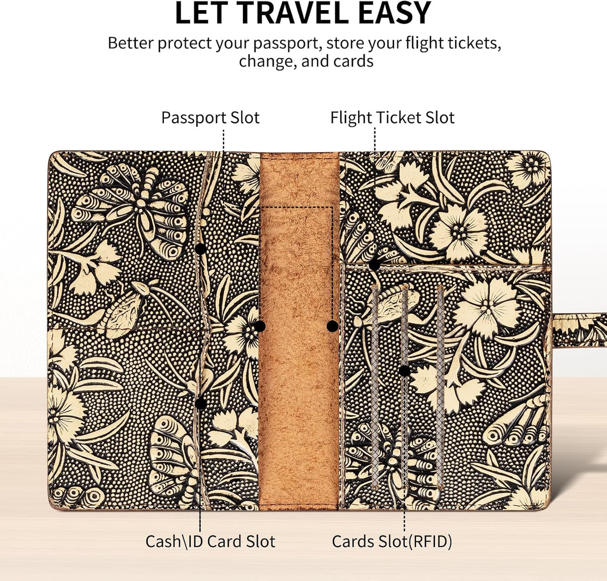 Genuine Leather Passport Holder Travel Bifold Wallet For Men And Women Slim RFID Blocking Brown