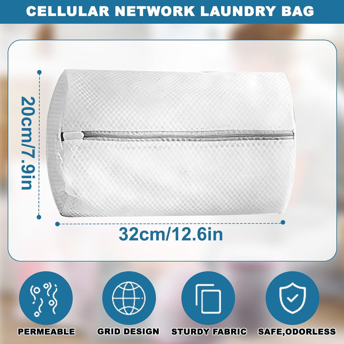 1PCS Mesh Laundry Bags, Protective Washing Bags with Zipper, Delicates Anti Tangle Anti Pilling Travel Storage, White, 11.7×15.6 in