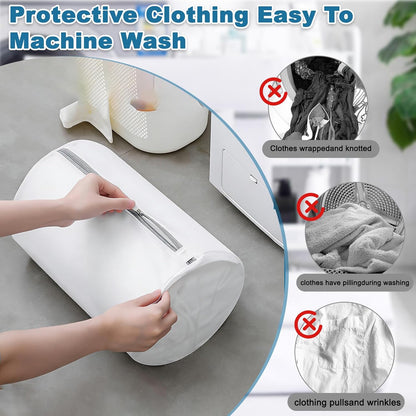 1PCS Mesh Laundry Bags, Protective Washing Bags with Zipper, Delicates Anti Tangle Anti Pilling Travel Storage, White, 11.7×15.6 in