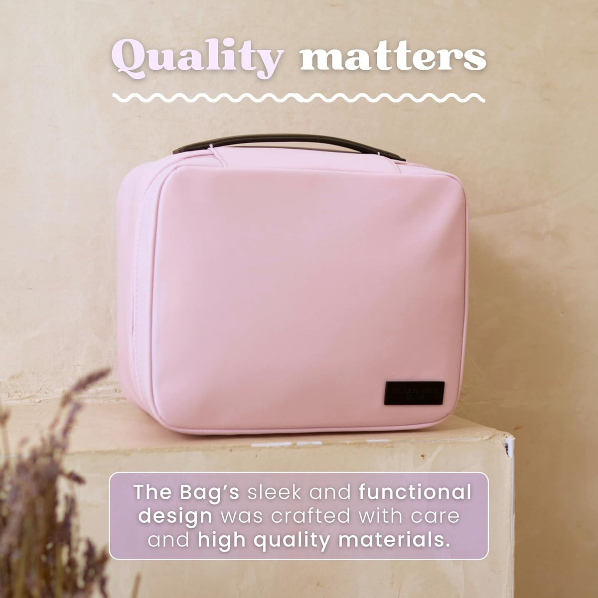 Clean Towels XL Dedicated Travel Cosmetic Makeup Bag, Portable Large Capacity Beauty Toiletry Water Resistant Organizer Case with Dividers, Zipped Compartments