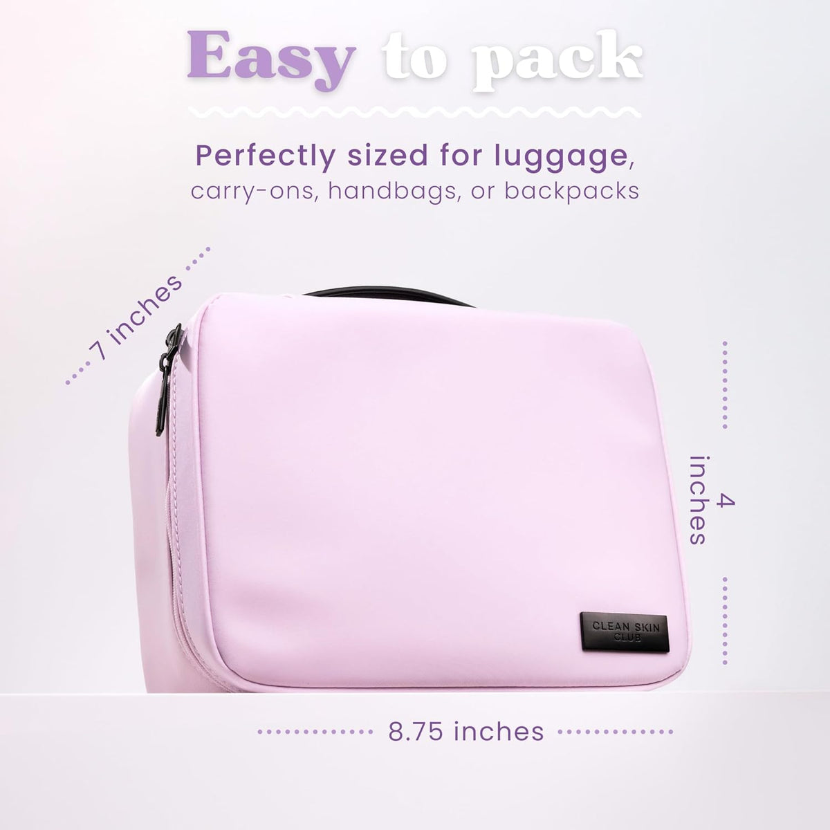 Clean Towels XL Dedicated Travel Cosmetic Makeup Bag, Portable Large Capacity Beauty Toiletry Water Resistant Organizer Case with Dividers, Zipped Compartments