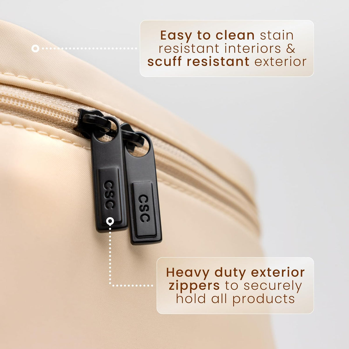 Clean Towels XL Dedicated Travel Cosmetic Makeup Bag, Portable Large Capacity Beauty Toiletry Water Resistant Organizer Case with Dividers, Zipped Compartments