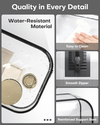 Clear Toiletry Bag for Men & Women - TSA Approved Travel Essentials, Waterproof PVC Zippered Makeup Bag for Gym, Airplane & Daily Use, 8.8" x 6.0" x 2.2"