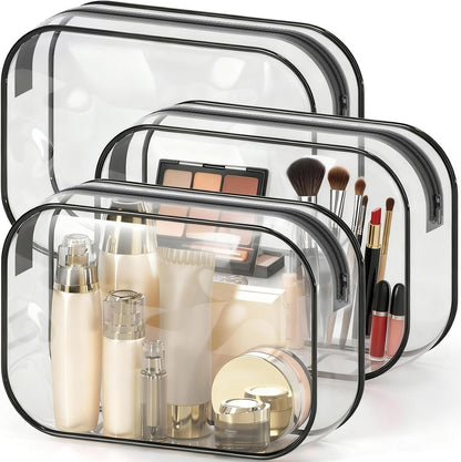 Clear Toiletry Bag for Men & Women - TSA Approved Travel Essentials, Waterproof PVC Zippered Makeup Bag for Gym, Airplane & Daily Use, 8.8" x 6.0" x 2.2"