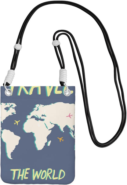 Travel the World for Crossbody Phone Bag, Small & Lightweight Crossbody Purse for Women with Adjustable Strap, Water-Resistant Daily Commuter Bag for Phone, Wallet, Keys