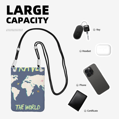 Travel the World for Crossbody Phone Bag, Small & Lightweight Crossbody Purse for Women with Adjustable Strap, Water-Resistant Daily Commuter Bag for Phone, Wallet, Keys