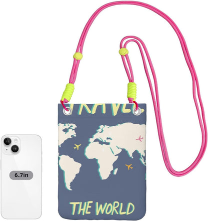 Travel the World for Crossbody Phone Bag, Small & Lightweight Crossbody Purse for Women with Adjustable Strap, Water-Resistant Daily Commuter Bag for Phone, Wallet, Keys