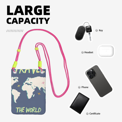 Travel the World for Crossbody Phone Bag, Small & Lightweight Crossbody Purse for Women with Adjustable Strap, Water-Resistant Daily Commuter Bag for Phone, Wallet, Keys