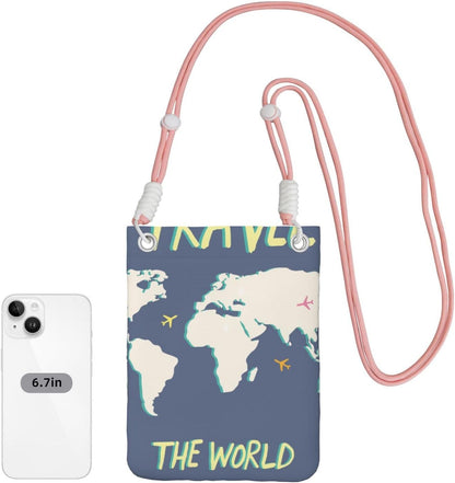 Travel the World for Crossbody Phone Bag, Small & Lightweight Crossbody Purse for Women with Adjustable Strap, Water-Resistant Daily Commuter Bag for Phone, Wallet, Keys