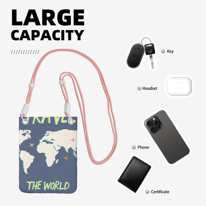 Travel the World for Crossbody Phone Bag, Small & Lightweight Crossbody Purse for Women with Adjustable Strap, Water-Resistant Daily Commuter Bag for Phone, Wallet, Keys