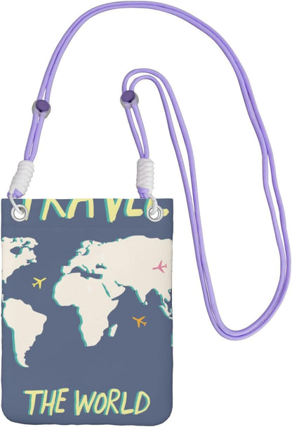 Travel the World for Crossbody Phone Bag, Small & Lightweight Crossbody Purse for Women with Adjustable Strap, Water-Resistant Daily Commuter Bag for Phone, Wallet, Keys